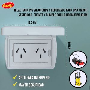 TAPA CAPSULADA EXTERIOR RIGIDA + TOMACORRIENTE DOBLE ESPECIALEXULTT  - Vista 2