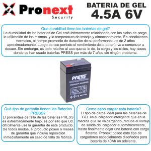 BATERIA DE GEL DE 6V 4.5 AH PRESS - Vista 2