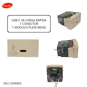 USB C 3A CARGA RAPIDA 1 CONECTOR 1 MOD PLEIN BEIG - Vista 2