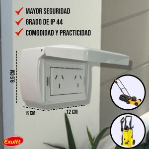 TAPA CAPSULADA EXTERIOR RIGIDA APLICAR + TOMACORRIENTE DOBLE EXULTT URBANA - Vista 4