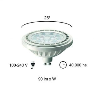 LAMPARA AR111 LED 11W GU10 DE PVC BLANCA MACROLED - Vista 5