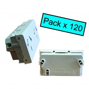 PACK X 120 MODULO TOMACORRIENTE DOBLE 10A (3 MODULOS) LINEA URBANA ESPECIAL EXULTT - Vista 1