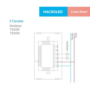 LLAVE LUZ PARED INTERRUPTOR WIFI TOUCH SMART 2 CANALES MACROLED - Vista 6