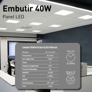 PANEL LED CUADRADO 40W 595X595 MM MACROLED - Vista 3