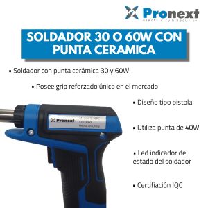 SOLDADOR 30 O 60W CON PUNTA CERAMICA PRONEXT - Vista 1