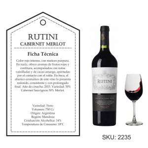 VINO RUTINI CABERNET/ MERLOT 750 CC - Vista 1