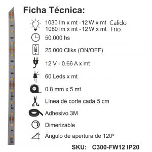 CINTA LED 60W 12V 2835 IP 20 X 5 MTS MACROLED - Vista 4