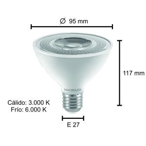 LAMPARA PAR 30 LED 11W E27 DE PVC MACROLED - Vista 4