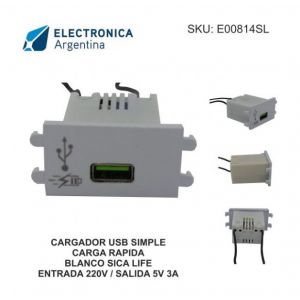 CARGADOR USB 5V CARGA RAPIDA SIMPLE BLANCO SICA LIFE - Vista 1