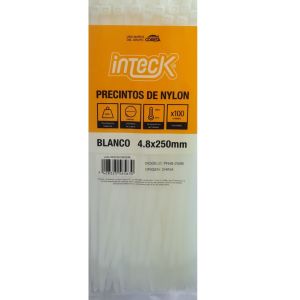 PRECINTO DE NYLON 4.8MM X250MM - BLANCO X 100 UNIDADES INTECK - Vista 1