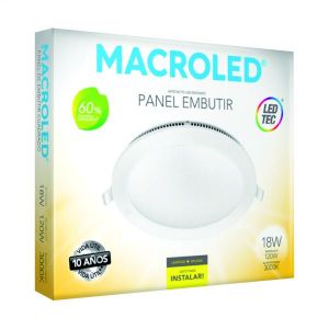 PANEL LED EMBUTIR REDONDO 18W MACROLED - Vista 1