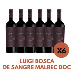 VINO LUIGI BOSCA DE SANGRE MALBEC DOC 750 CC X 6 BOTELLAS - Vista 1