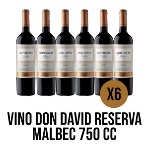 VINO DON DAVID RESERVA MALBEC 750 CC X 6 UNIDADES - Vista 1