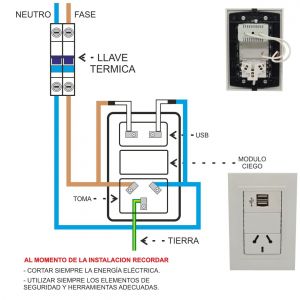 SET ARMADO 1 TOMACORRIENTE ESPECIAL 10A + 1 USB DOBLE CONECTOR LINEA URBANA EXULTT - Vista 2