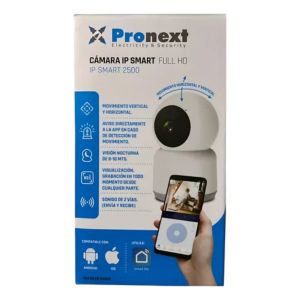 CAMARA DE SEGURIDAD IP SMART CON MOVIMIENTO Y MICROFONO 2MP FHD COLOR BLANCO PRONEXT - Vista 1