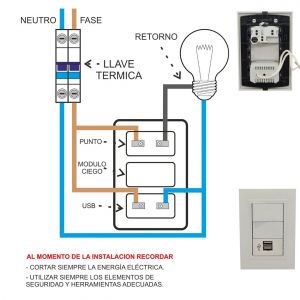 SET ARMADO 1 INTERRUPTOR (1 PUNTO) + 1 USB LINEA URBANA EXULTT - Vista 2