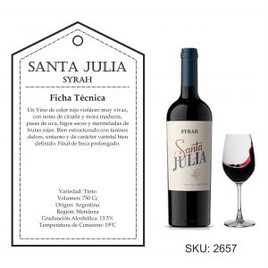 VINO SANTA JULIA SYRAH 750 CC - Vista 1