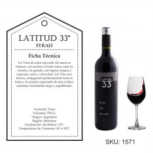 VINO LATITUD 33º SYRAH 750 CC - Vista 1