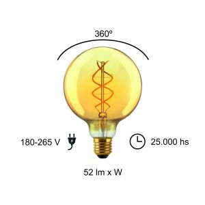 LAMPARA GLOBO GOLDEN FILAMENTO LED 5W E27 MACROLED - Vista 3