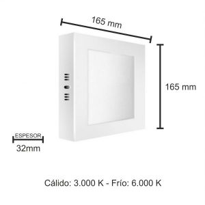 PANEL LED APLICAR CUADRADO 12W MACROLED - Vista 4