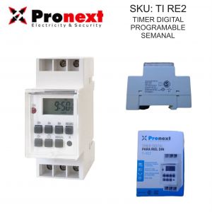 TIMER DIGITAL PROGRAMABLE PARA RIEL DIN PRONEXT - Vista 1