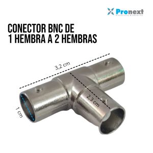 CONECTOR BNC DE 1 HEMBRA A 2 HEMBRAS PRONEXT - Vista 3