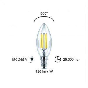 LAMPARA VELITA FILAMENTO LED 4W E14 MACROLED - Vista 5