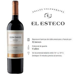 VINO DON DAVID RESERVA MALBEC 750 CC - Vista 1