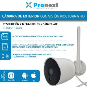 CAMARA DE SEGURIDAD IP SMART CON VISIÓN NOCTURNA HD RESOLUCION 2MP EXTERIOR PRONEXT - Vista 2