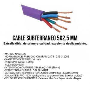 CABLE SUBTERRANEO 5X2.5 MM X METRO CONDUELEC - Vista 2