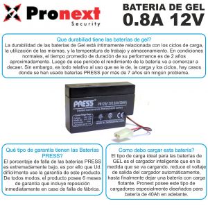 BATERIA DE GEL DE 12V 0.8 AH PRESS - Vista 2