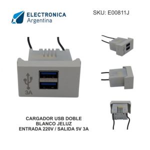 CARGADOR USB JELUZ VERONA 5V 3 AMPER DOBLE BLANCO - Vista 1