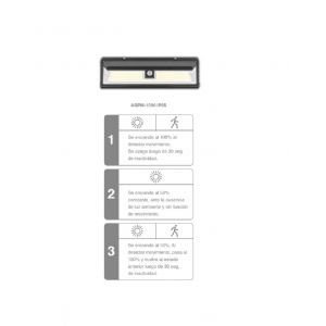 ARTEFACTO SOLAR DE PARED 10W CON SENSOR DE MOVIMIENTO 2 FUNCIONES IP65 MACROLED - Vista 7