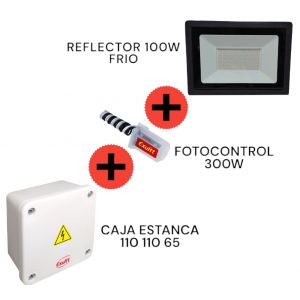 REFLECTOR LED 100W FRIO IP65 CANDELA + FOTOCONTROL + CAJA ESTANCA - Vista 1