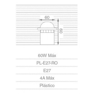 PORTALAMPARA PLASTICO E27 CON ROSCA EXTERIOR CON ARO MACROLED - Vista 2