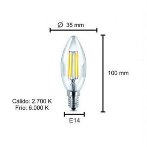 LAMPARA VELITA FILAMENTO LED 4W E14 MACROLED - Vista 4