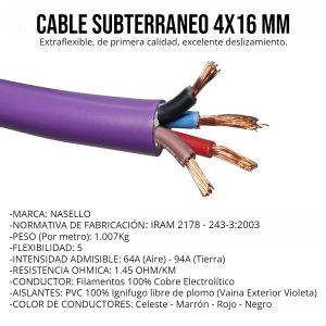 CABLE SUBTERRANEO 4X16 MM X METRO CONDUELEC - Vista 2