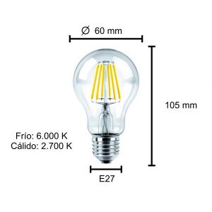 LAMPARA BULBO FILAMENTO LED 6W E27 MACROLED - Vista 4