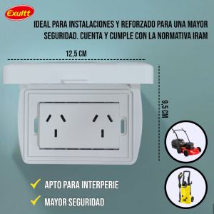 TAPA CAPSULADA EXTERIOR RIGIDA + TOMACORRIENTE DOBLE EXULTT URBANA - Vista 2