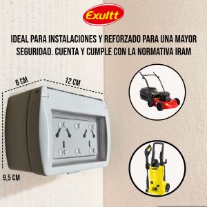 TAPA CAPSULADA EXTERIOR MEMBRANA APLICAR + TOMACORRIENTE DOBLE ESPECIAL EXULTT - Vista 3