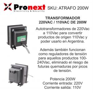 AUTOTRANSFORMADOR 220V A 110V DE 200W PRONEXT - Vista 2