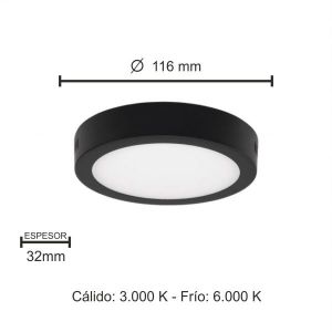 PANEL LED APLICAR REDONDO 6W NEGRO MACROLED - Vista 5