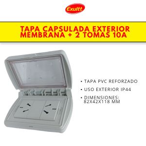 TAPA CAPSULADA EXTERIOR MEMBRANA + 2 TOMAS ESPECIAL 10A EXULTT URBANA - Vista 3