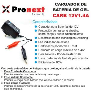 BATERIA DE GEL 12V 7 AH CON CARGADOR DE 12V 1.4 AH C/ CORTE AUTOMATICO PRONEXT - Vista 3