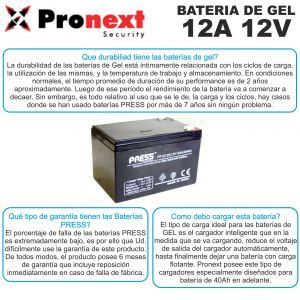 BATERIA DE GEL DE 12V 12 AH PRESS - Vista 2